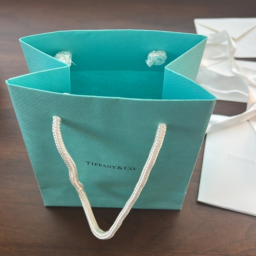 MAKE OFFER! Small Tiffany & Co. Turquoise Bag + Ribbon + enveloppe & blank note - Picture 7 of 7